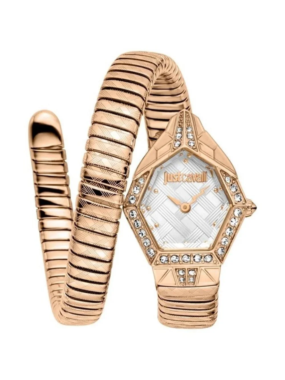 NWT Just Cavalli Fashion Silver-tone Dial Ladies Watch